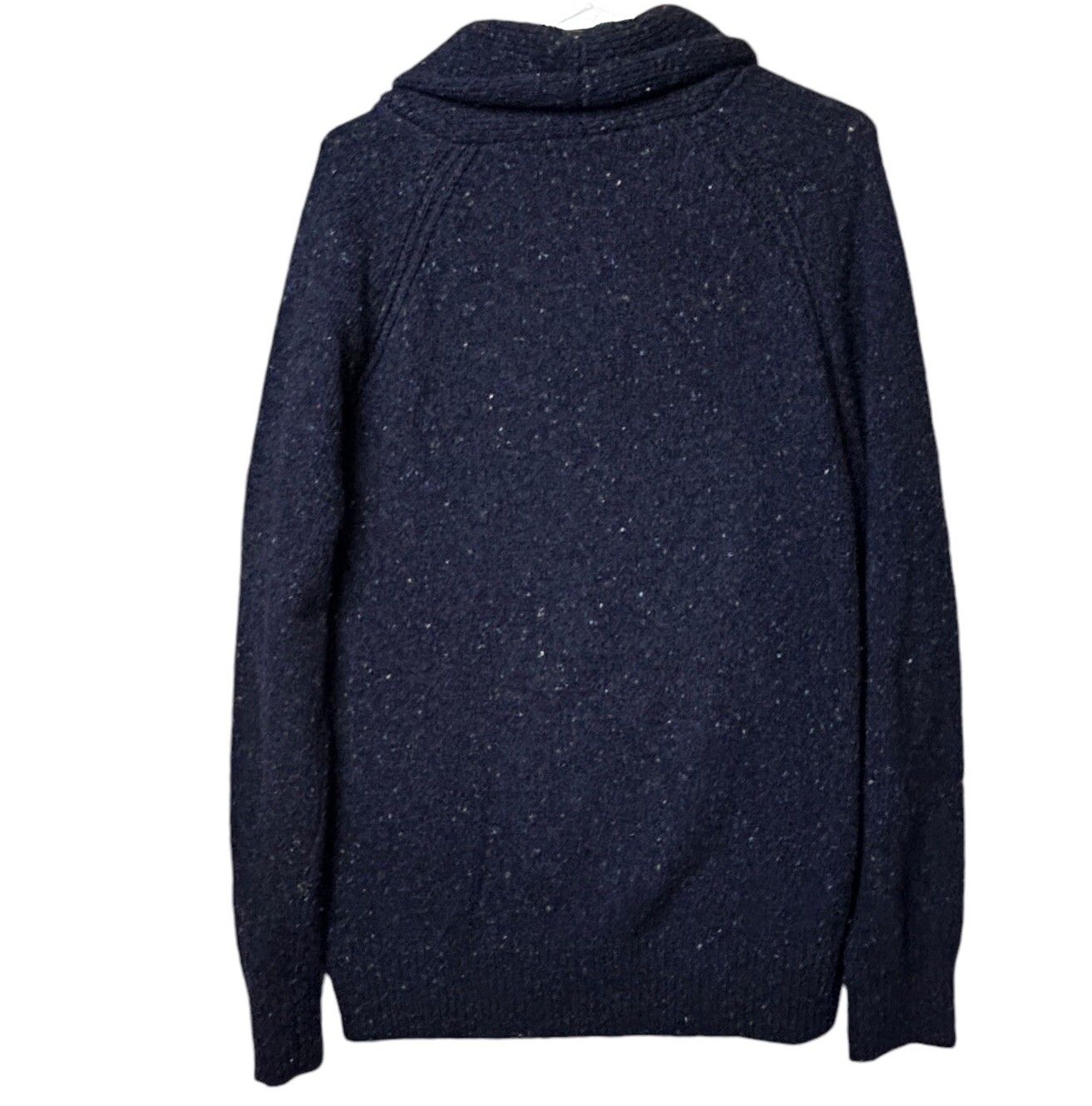 J.Crew Ragg Sweater Mens Sz L Blue 1/4 Zip Pullover Wool Blend Fisherman