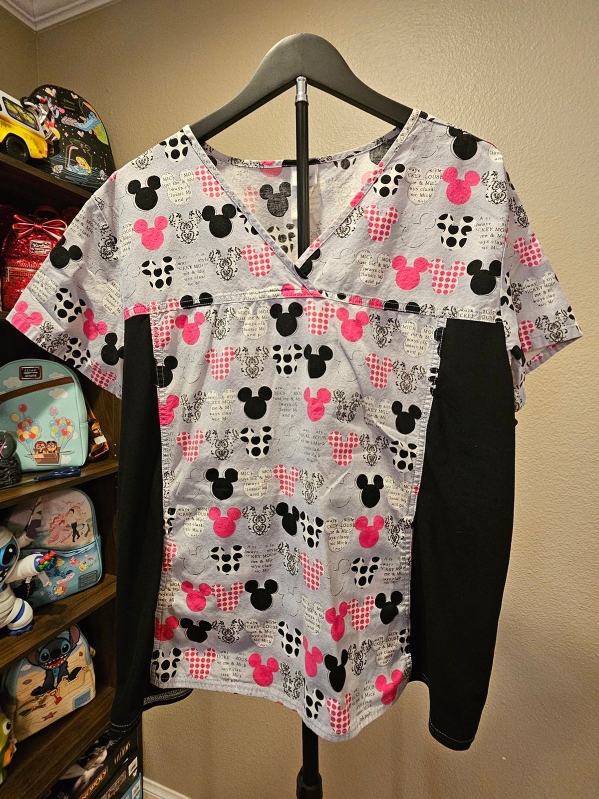 Mickey Head Short Sleeve Scrub Top