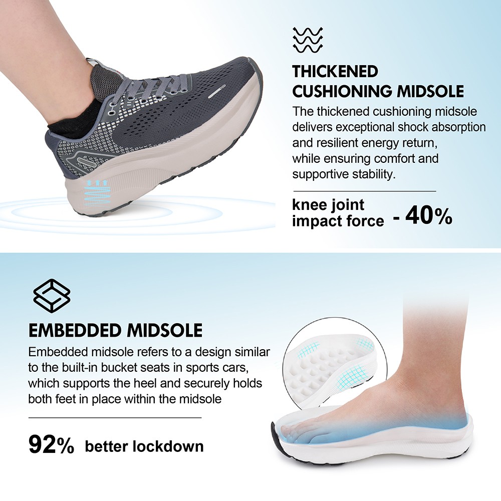 Women Wide-Toe Box Shoes Arch Support Wide Width Sneakers for Running Athletic