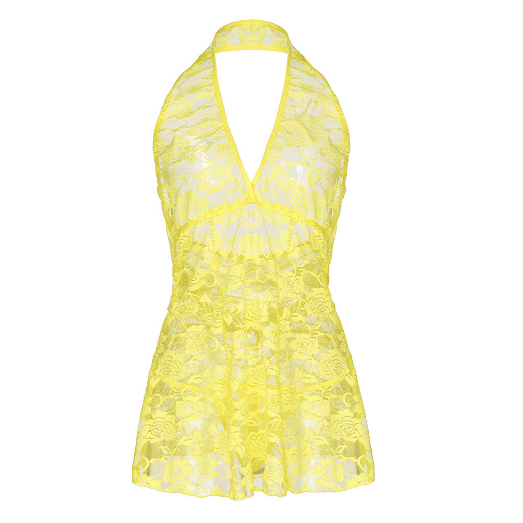 Sexy Women’s Lingerie Floral Lace Sleepwear Underwear Dress See-Thru Babydoll US