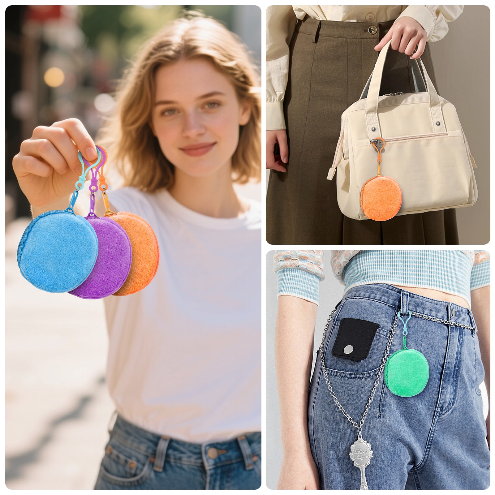 24 PCS Small Coin Pouches Women’s Plush Mini Wallets w/ Key Ring for Accessories