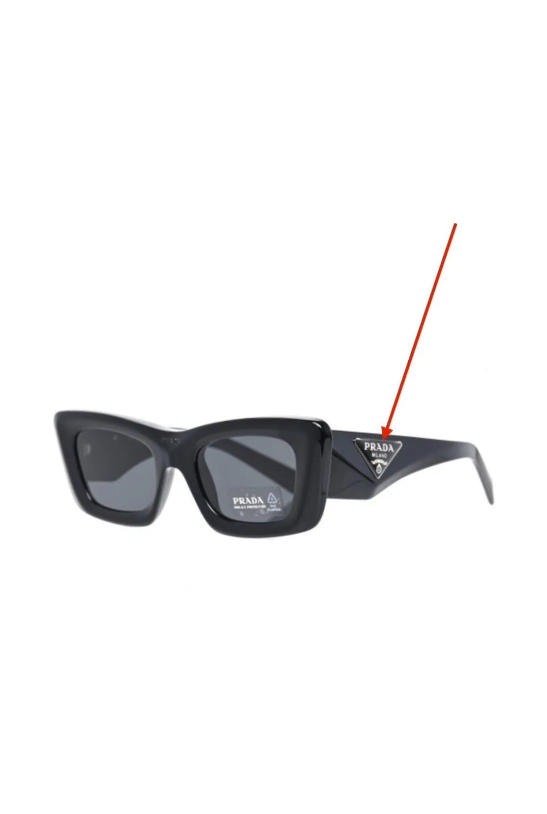 Prada 13ZS 14ZS Sunglasses Triangle Logo Replacement Parts Black Silver 1-Pair
