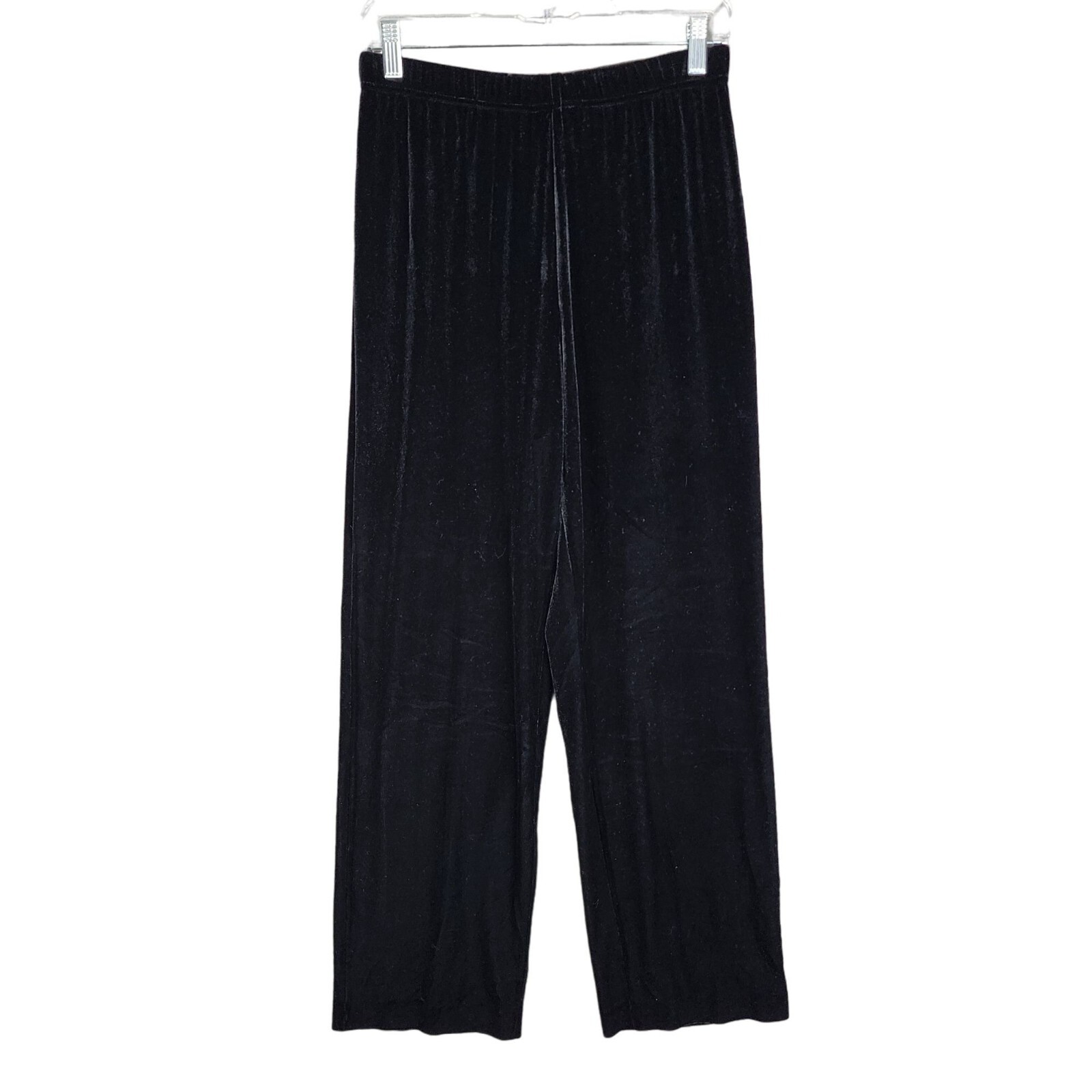 Womens TanJay Black Velour Velvet Pants Polyester Spandex Blend Stretch Size S