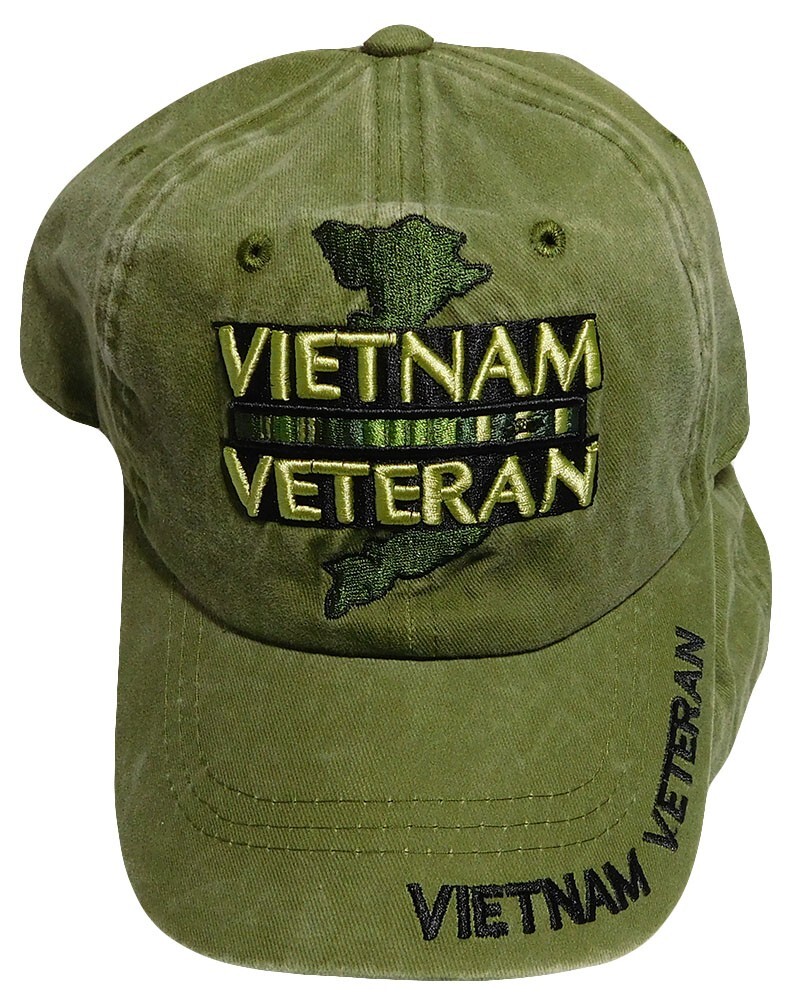 Vietnam Veteran Hat / Washed OD Green Baseball Cap OFFICIALLY LICENSED