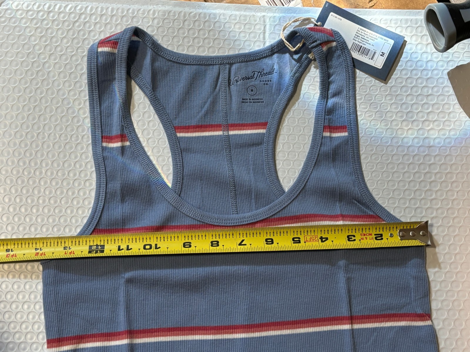 Universal Thread Blue with Stripes Scoop Neck Tank Top Size Medium