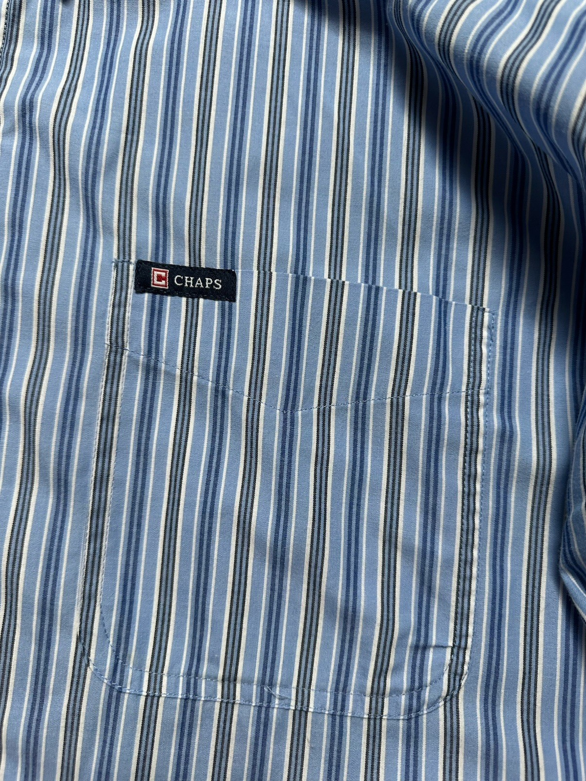 Chaps Easy Care Button Down Shirt Men’s 2XT Blue Striped Long Sleeve Cotton