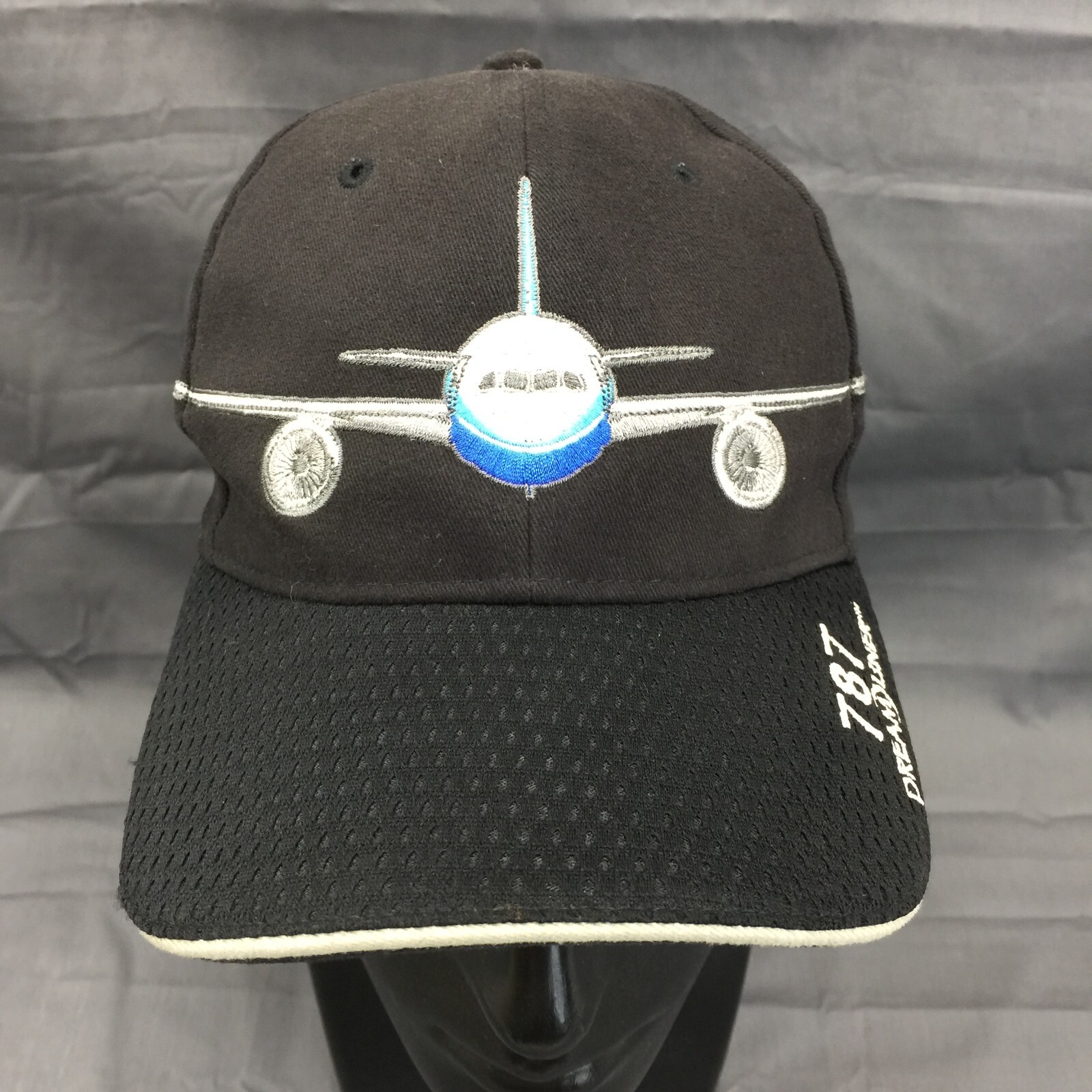 Boeing 787 Dreamliner Embroidered Hat 07-08-07 Black Commercial Plane Adjustable