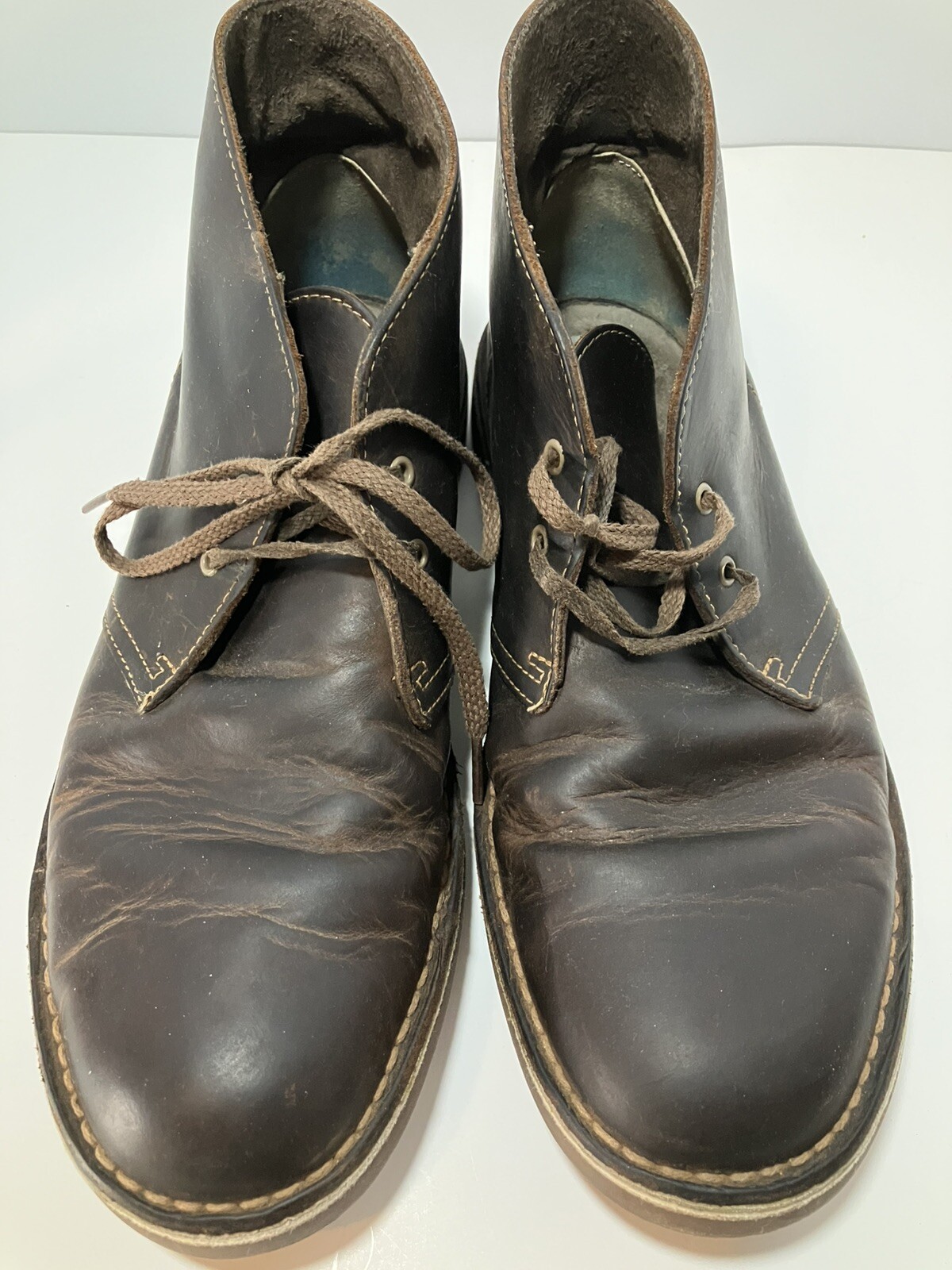 CLARKS COLLECTION Mens Bushacre Distressed Brown Leather Chukka Boots SZ 9 M