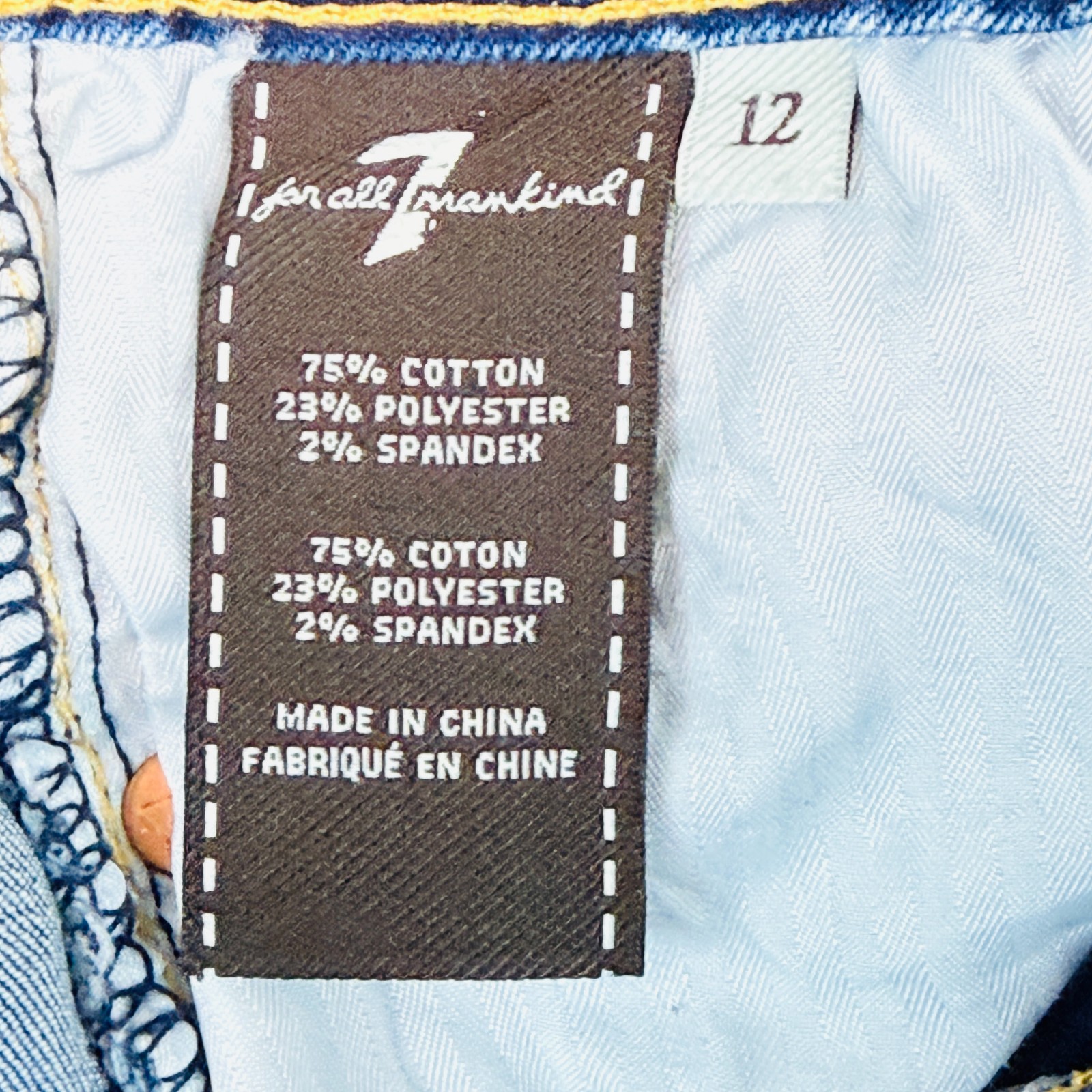 7 For All Mankind Denim Shorts Womens Size 12 Dark Wash Blue Embroidered Pockets