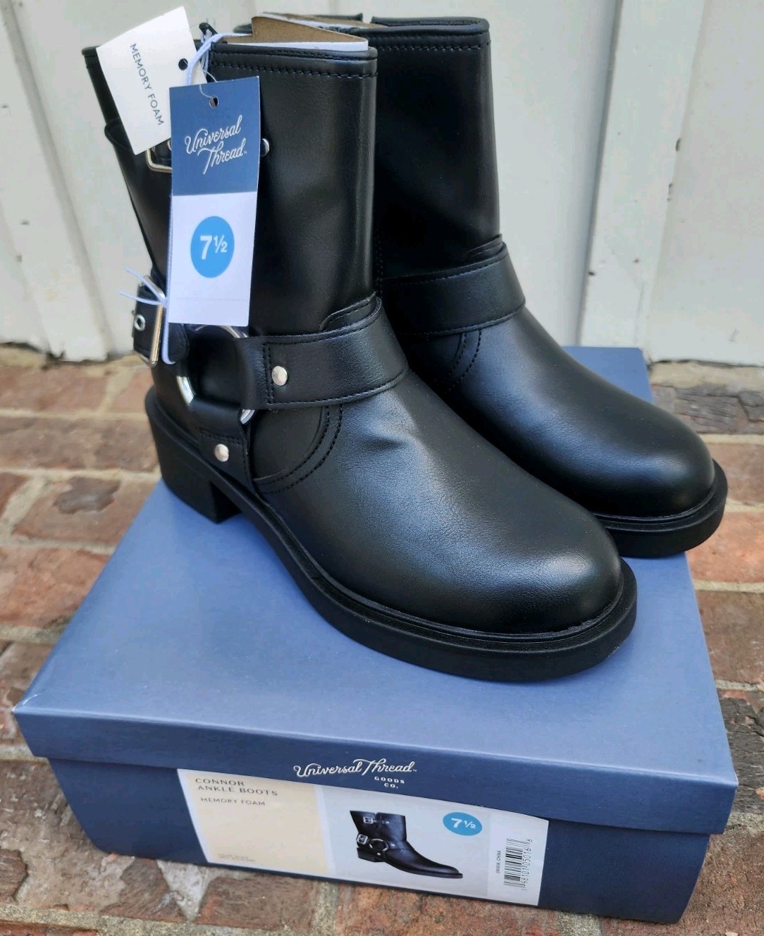 Universal Thread Women’s Connor Ankle Harness Buckle Boots Black, 7.5, NEW!!