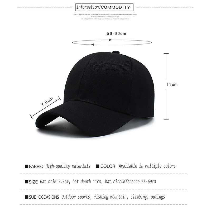 Plain Blank Baseball Cap Solid Adjustable Dad Hat Men Women Casual Streetwear Ca
