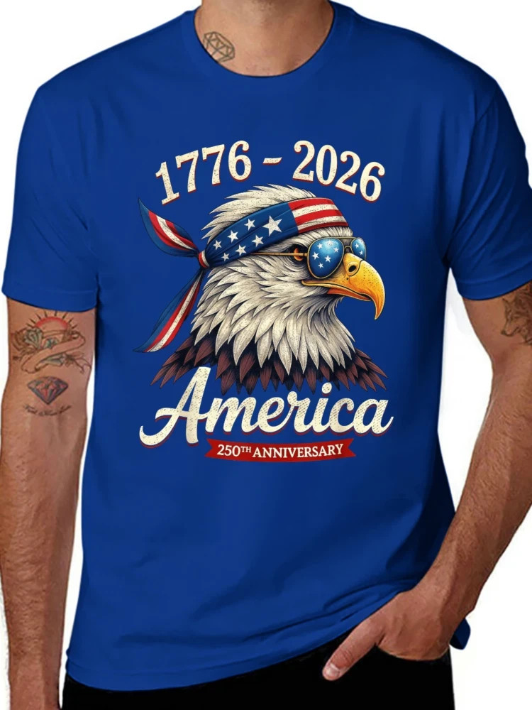250th Anniversary USA T-Shirt 1776 Bald Eagle American Flag Patriotic Graphic