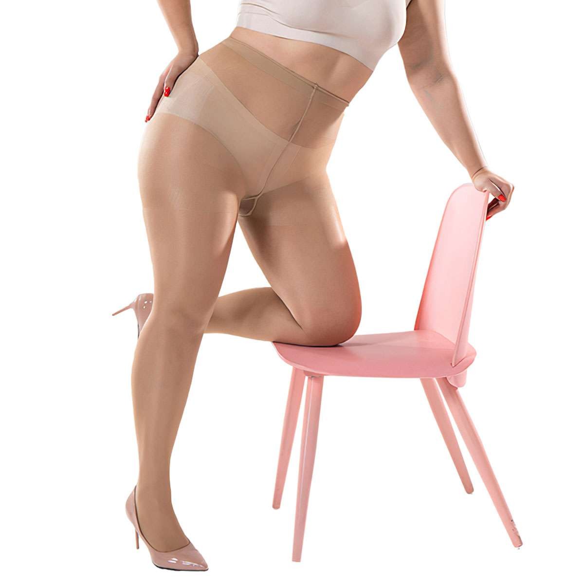 Women Plus Size Seamless Oil Shiny High Glossy Pantyhose Sheer Stocking Tights