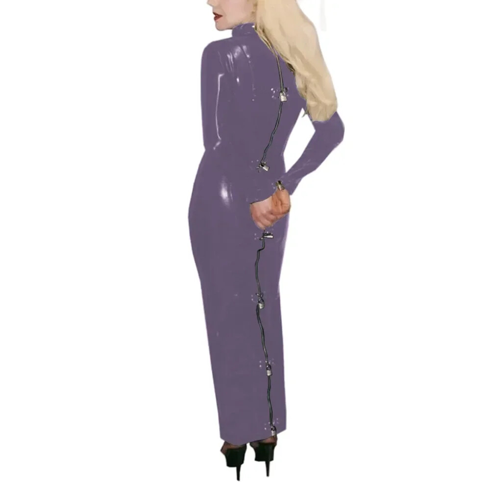 Mens Sissy Crossdresser Patent Leather Lockable Maxi Dress Exotic Hobble Dress
