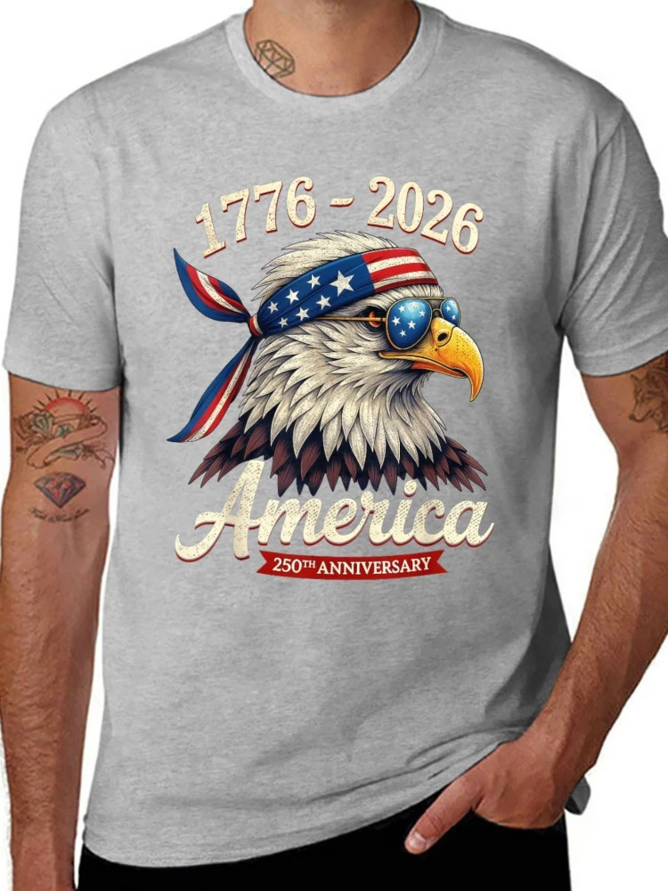 250th Anniversary USA T-Shirt 1776 Bald Eagle American Flag Patriotic Graphic