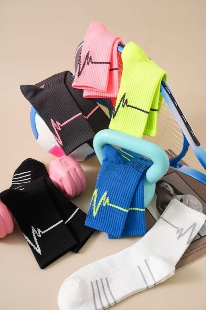 5Pairs Running Compression Socks for Men Crew Socks with Cushion Sport socks