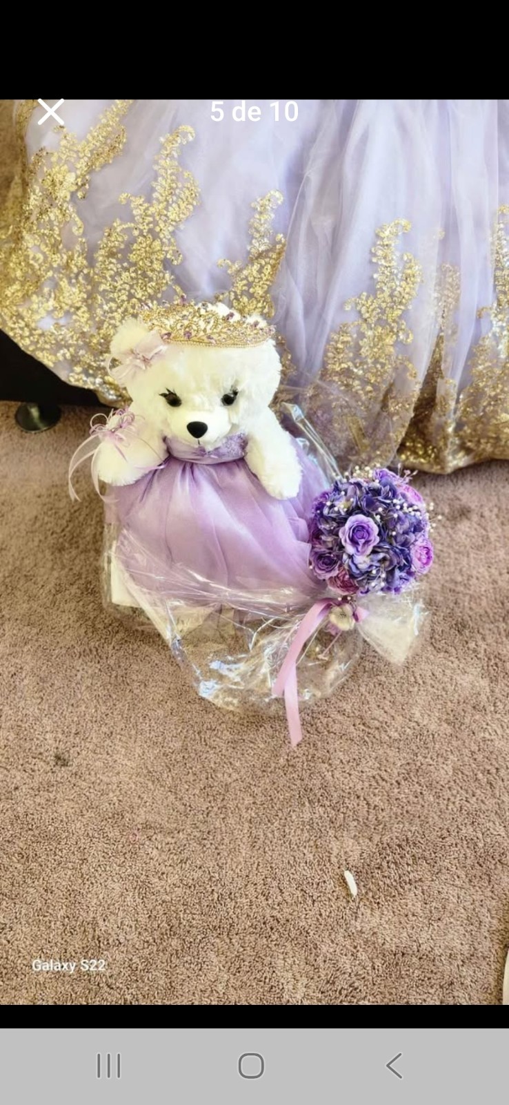 dress for 15 birthday gold with purpure size S
