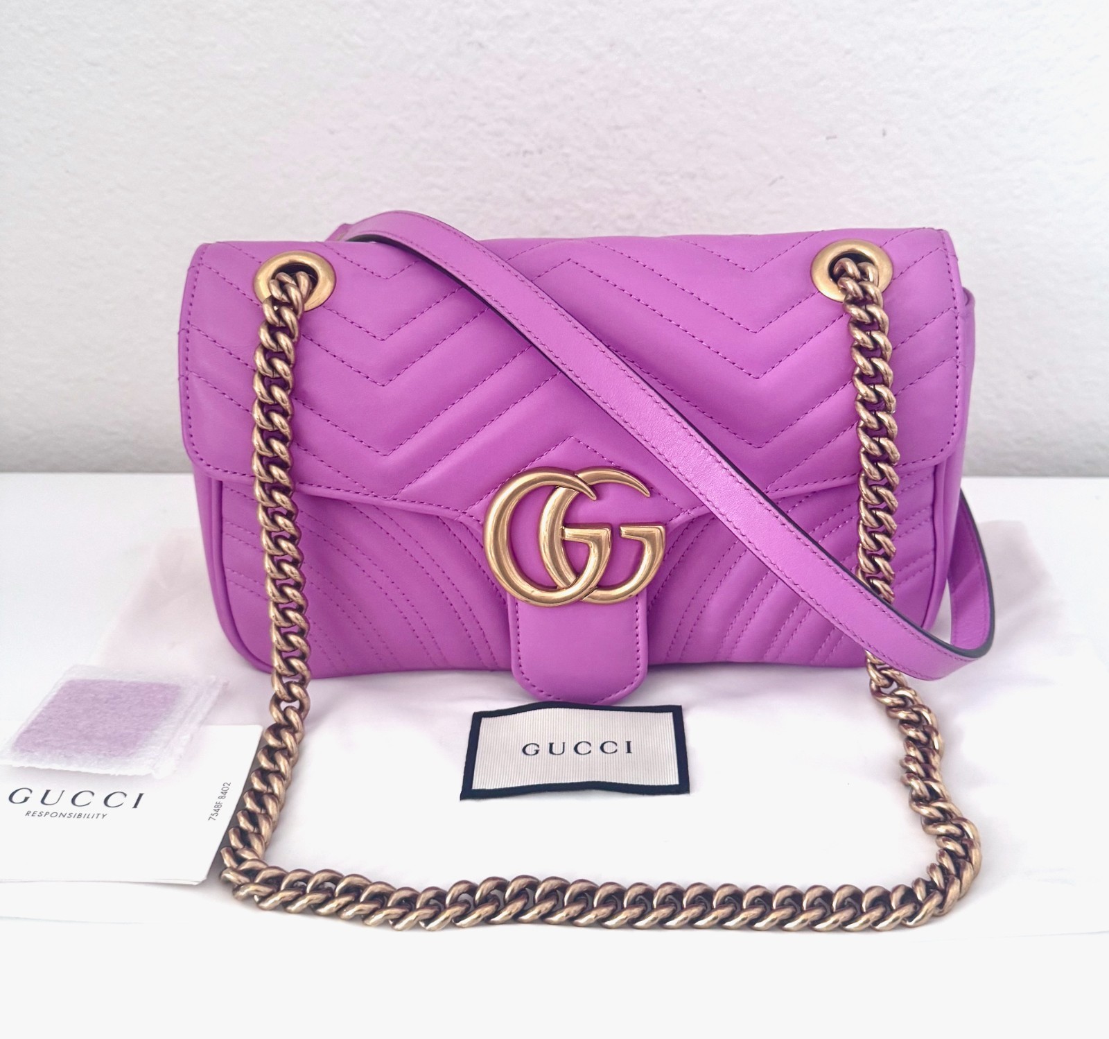 GORGEOUS GUCCI GG Marmont Leather Shoulder Chain Bag | EXCELLENT 2 COAs