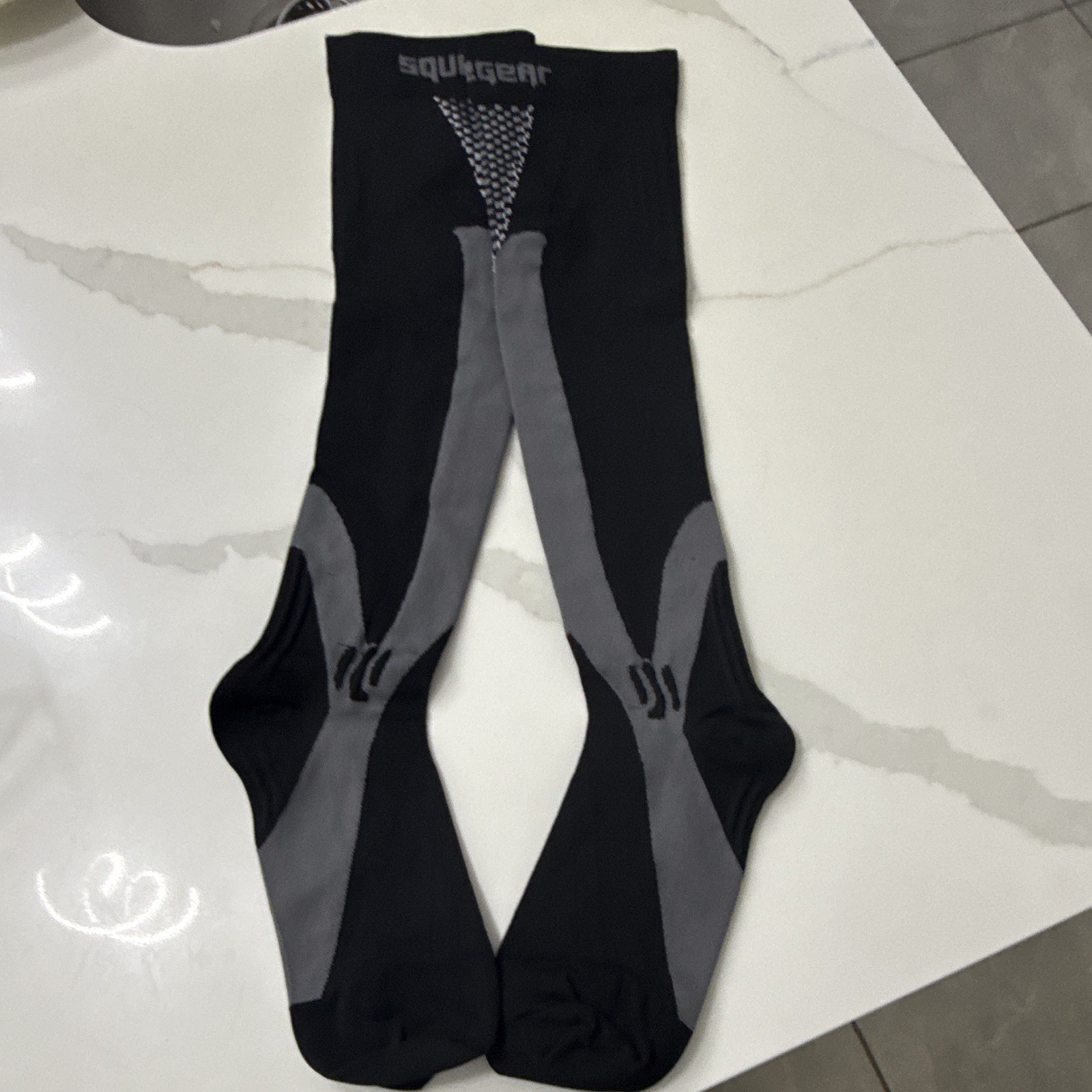 Squeezgear Men’s Compression Knee High Socks 3XL Black/Gray Colorblock 1 Pair