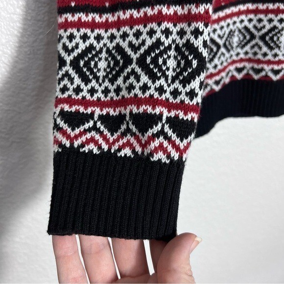 Fair Isle Knit Sweater Womens Large Classic Preppy Fisherman Colorful Dark Femme