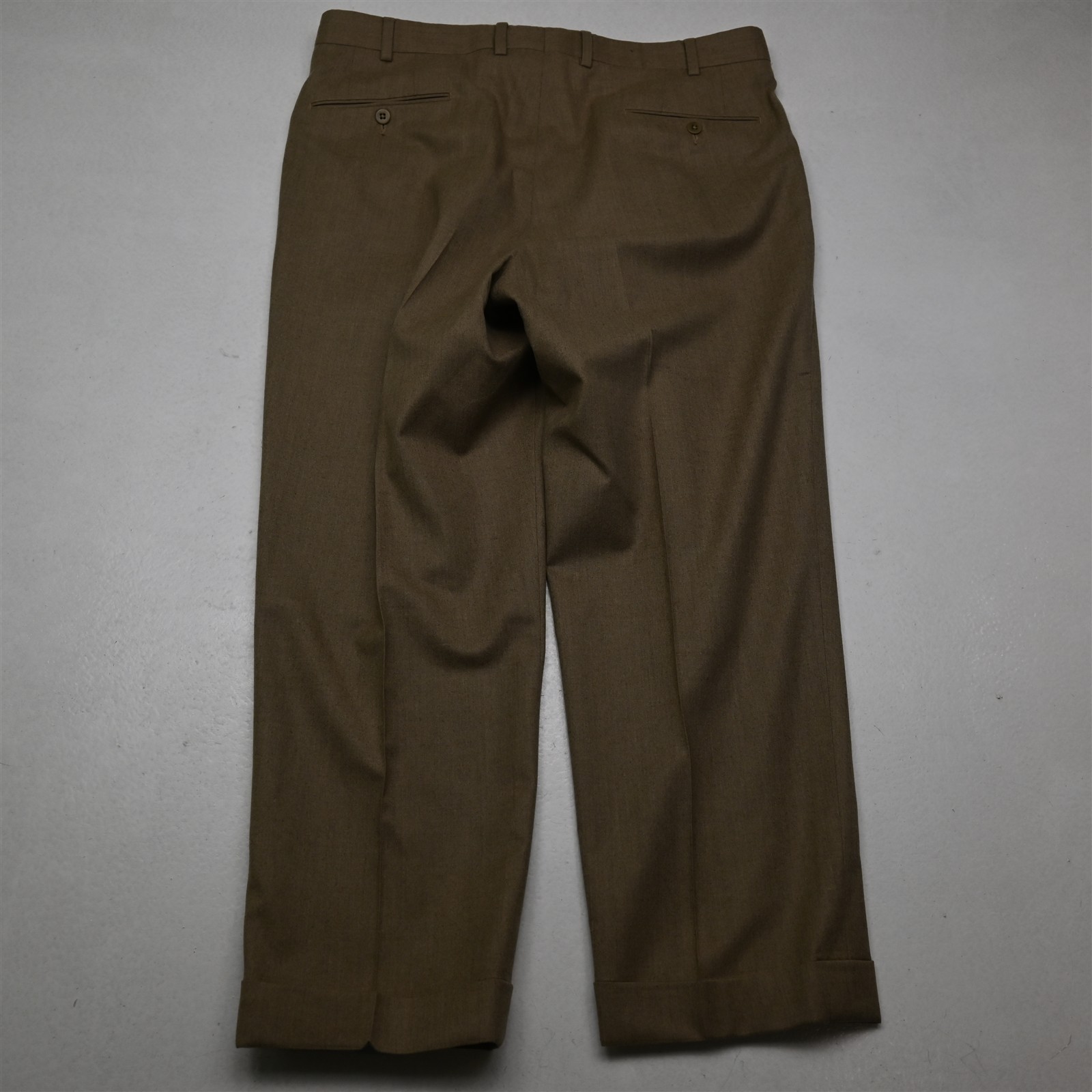 Ermegildo Zegna 32×28 Brown 100% Wool Flannel 75L102 Pleated Cuffed Mens Pants