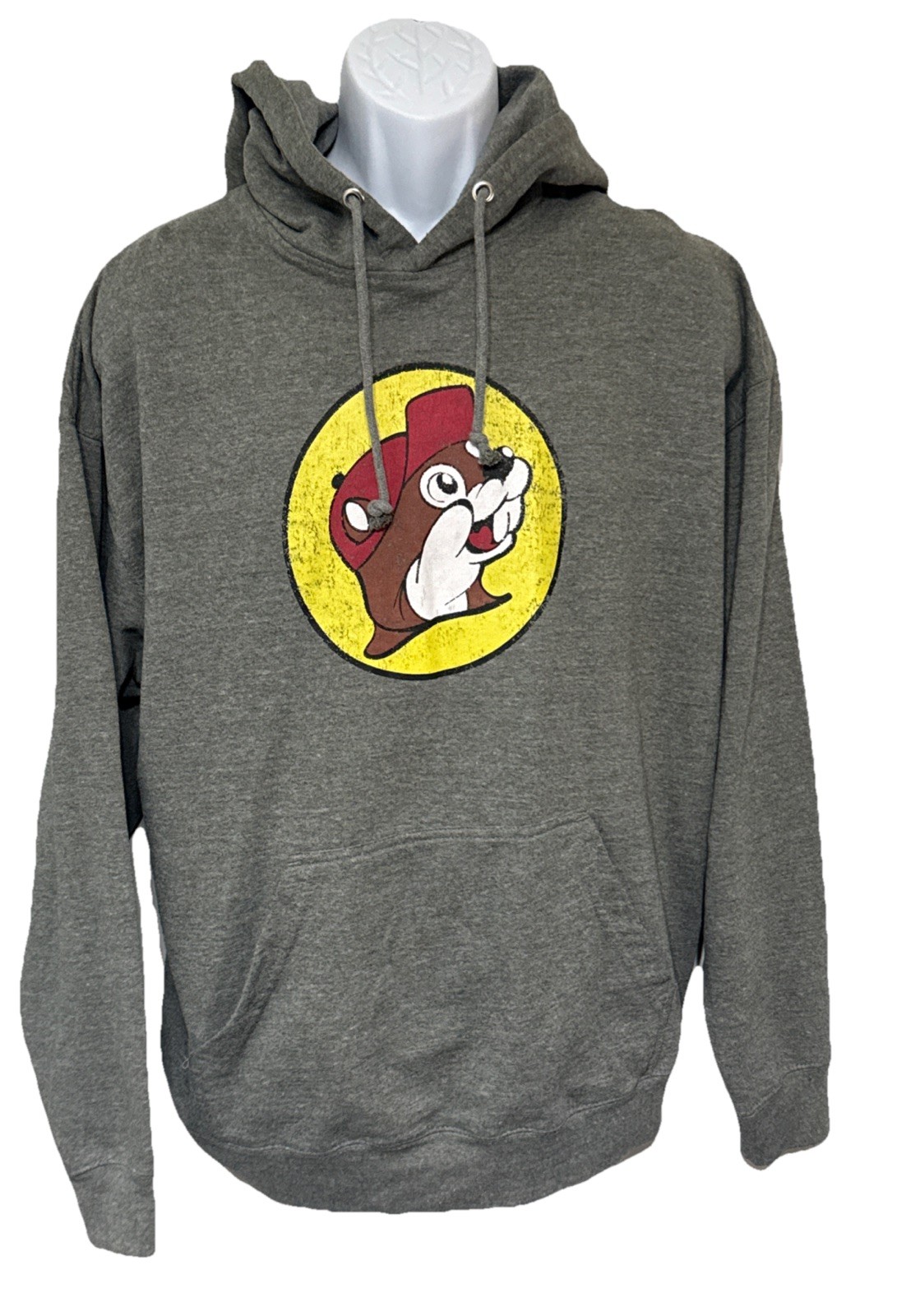 Buc-ee’s Beaver Logo Gray Hoodie Pullover Graphic Sweatshirt L See Measurements