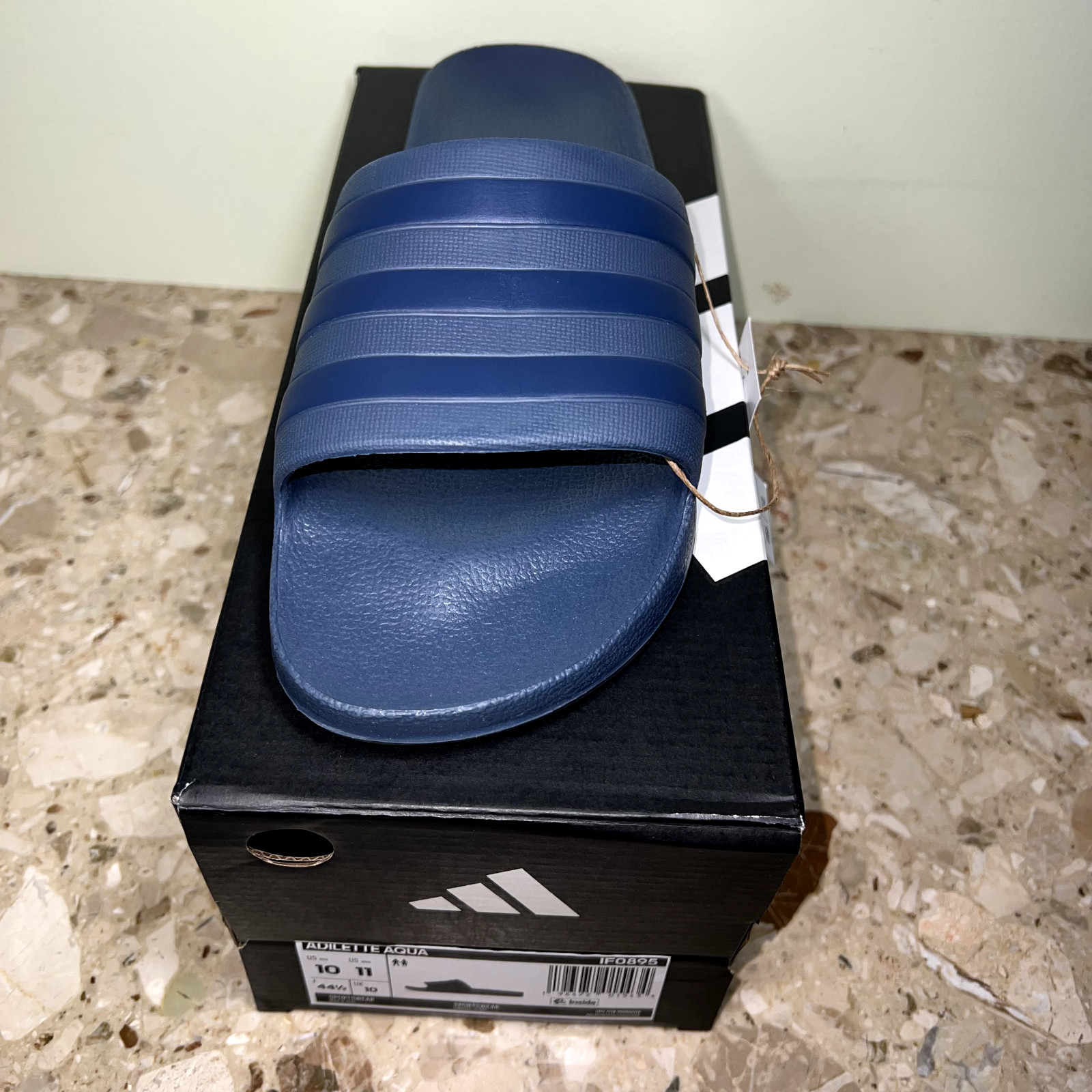 Adidas Unisex Adilette Aqua Sportwear Slip On Sandals, Slides Color Dark Blue.