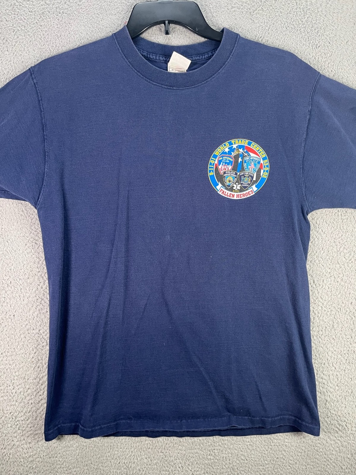 Vintage 9/11 Memorial Shirt Mens Large Blue NYPD FDNY PAPD United We Stand USA