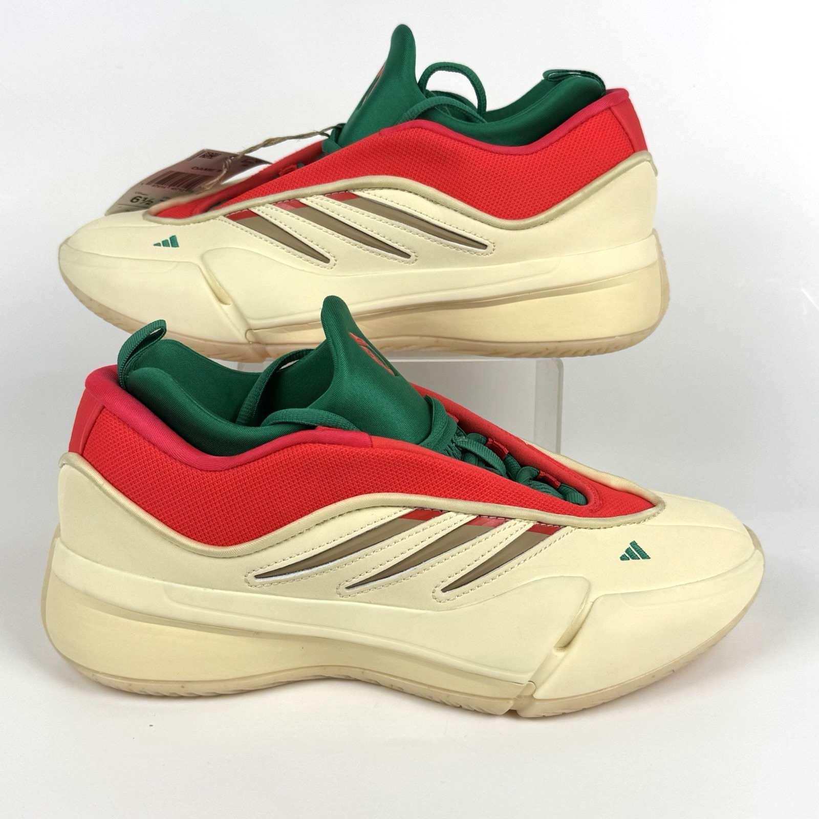 Adidas Dame 9 Christmas Basketball Shoes JH6627 Warm Vanilla Green Mens Size 6.5