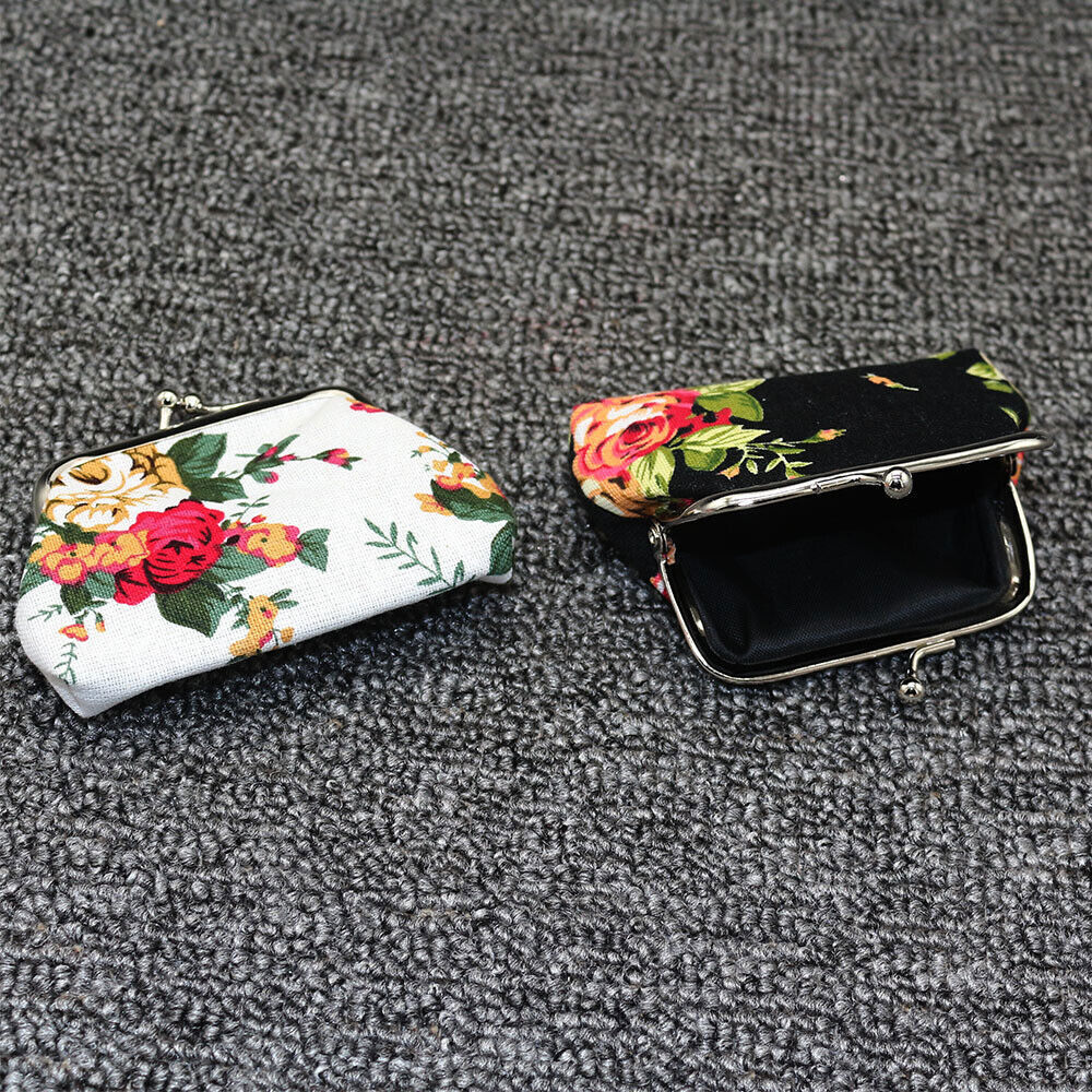 Women Wallet Bags Retro Flower Coin Change Purse Canvas Hasp Clutch Small Wallet