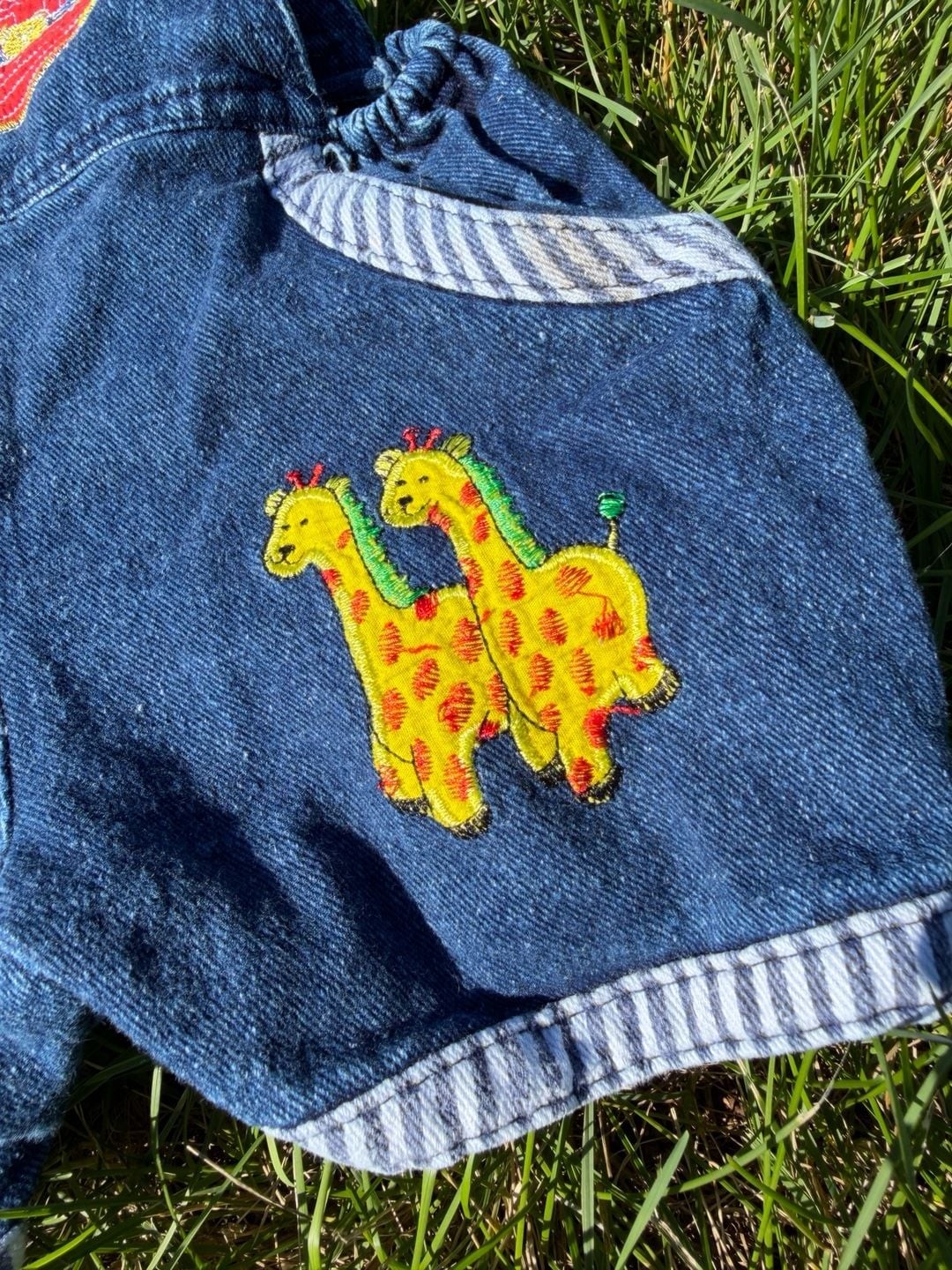 Vintage “Mon Petit” Noah’s Ark Bubbliest Bubble Denim Shortalls, 2T Toddle