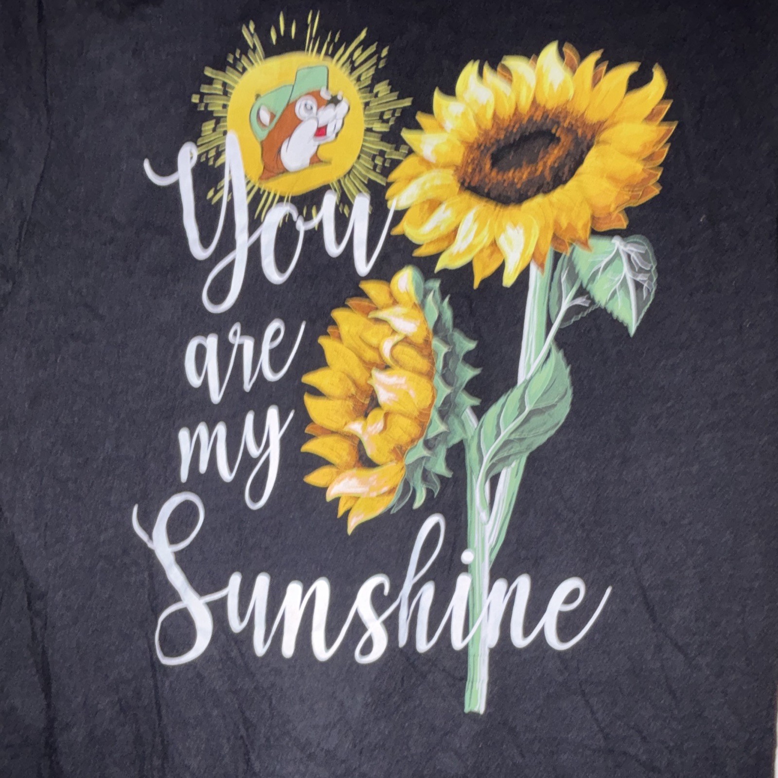 Buc-ee’s Men’s AL Black Sunshine Sunflower Graphic Crew Neck Short Sleeve Tee