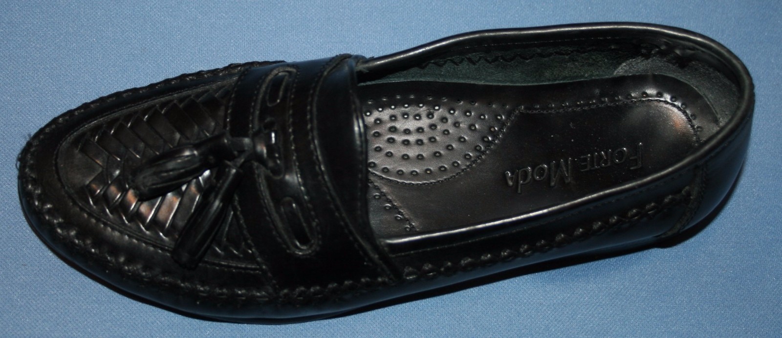 Forte Moda Sz 7D 7 D Black Leather Dress Shoes Slip On Tassle