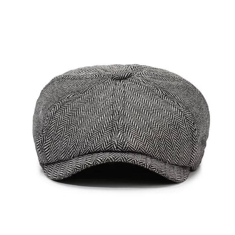Newsboy Hat Flat Cap Driver Herringbone Tweed Plain Wool Baker Boy Classic Golf