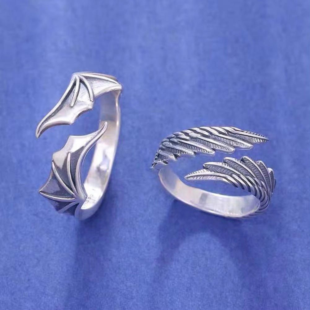 Fashion Angel / Devil Wing Couples Cuff Rings Adjustable Open End