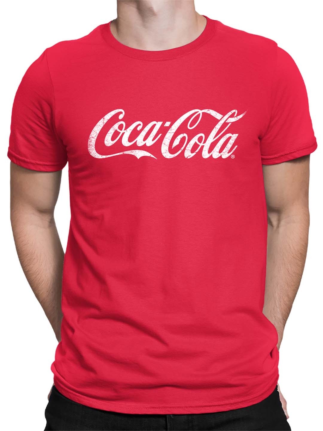 Coca-Cola Official Licensed Classic Logo Distressed Design Men’s T-shirt