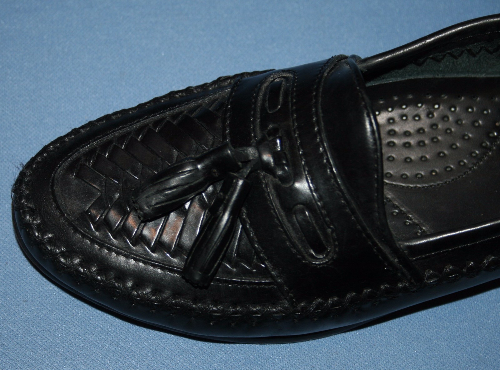 Forte Moda Sz 7D 7 D Black Leather Dress Shoes Slip On Tassle