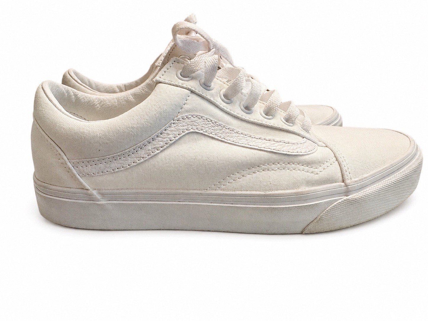 Vans Old Skool White White Men’s Size 9 Excellent Pre-Owned Condition