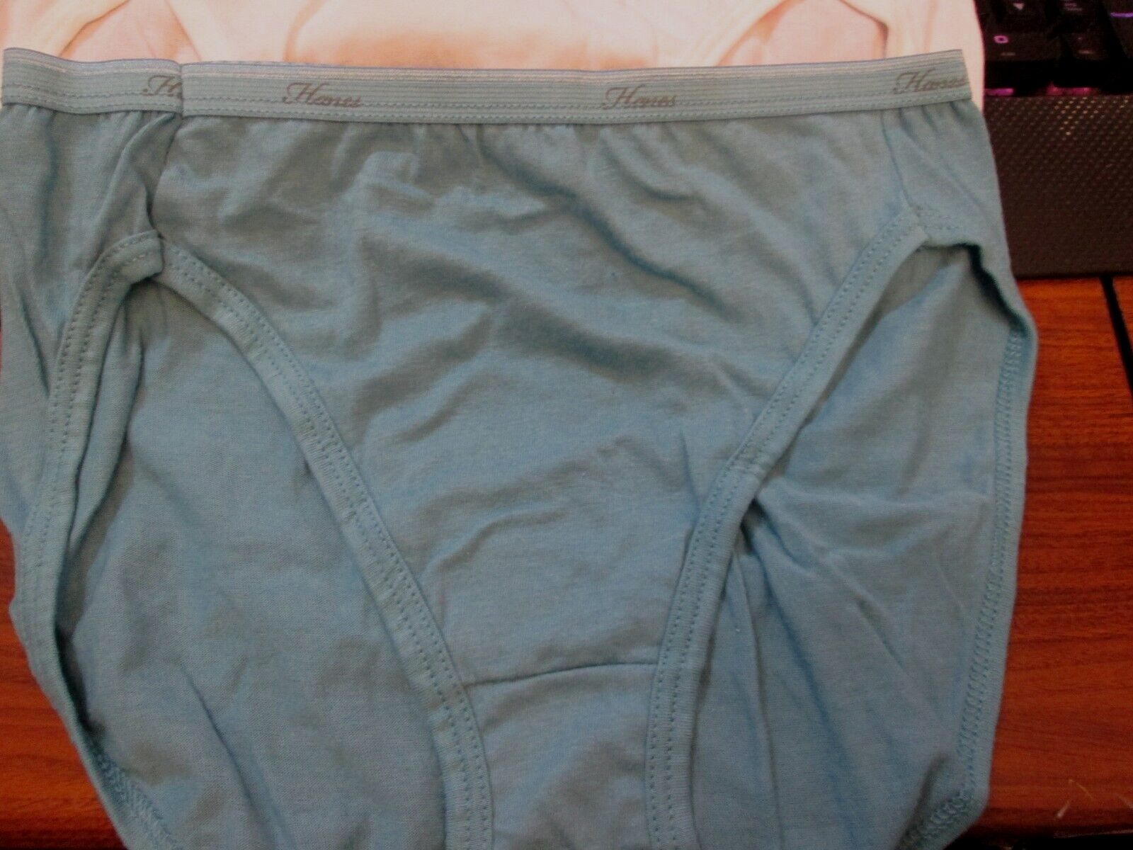 New Hanes High Leg Briefs💕 Size 6 Dark Aqua Blue + White 75% & 100% Cotton