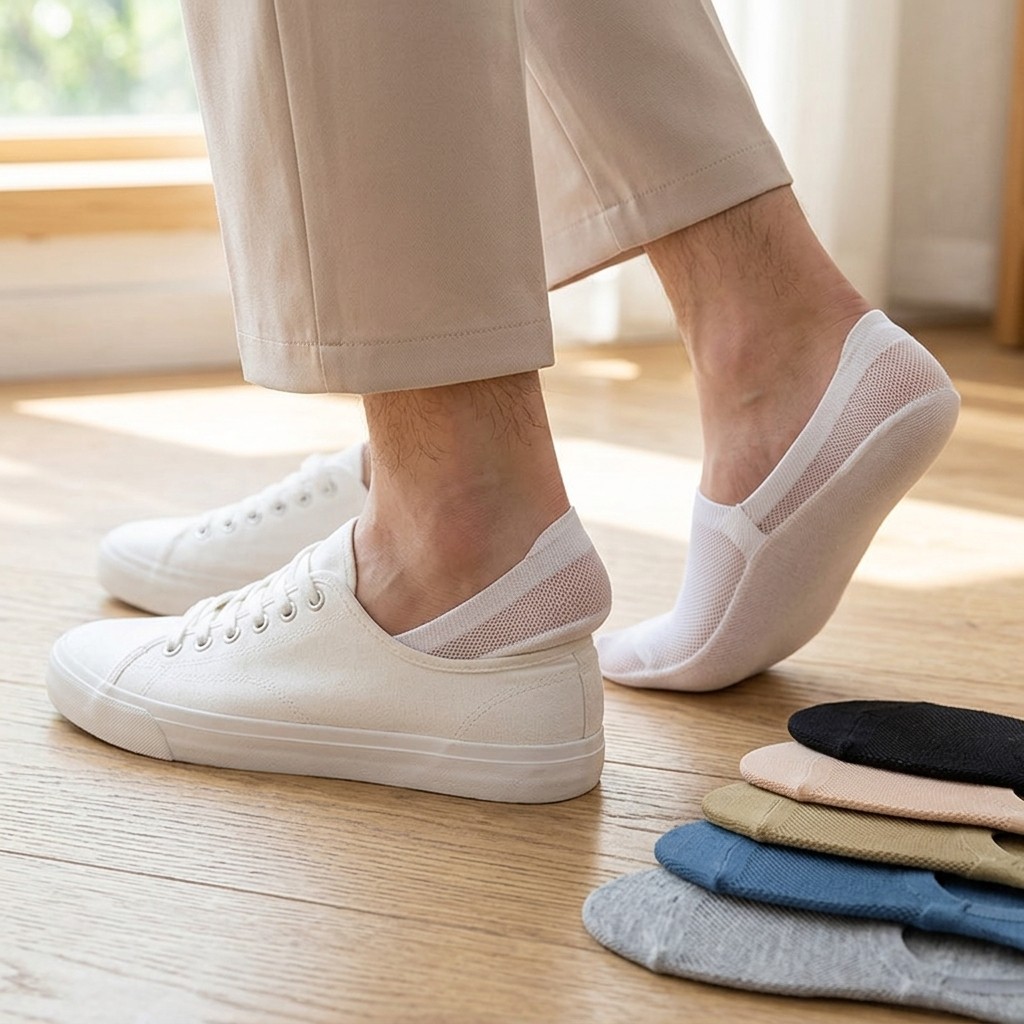 Breathable Ice Silk Low Cut Socks, 6Pairs Non Slip No Show Invisible Boat Socks