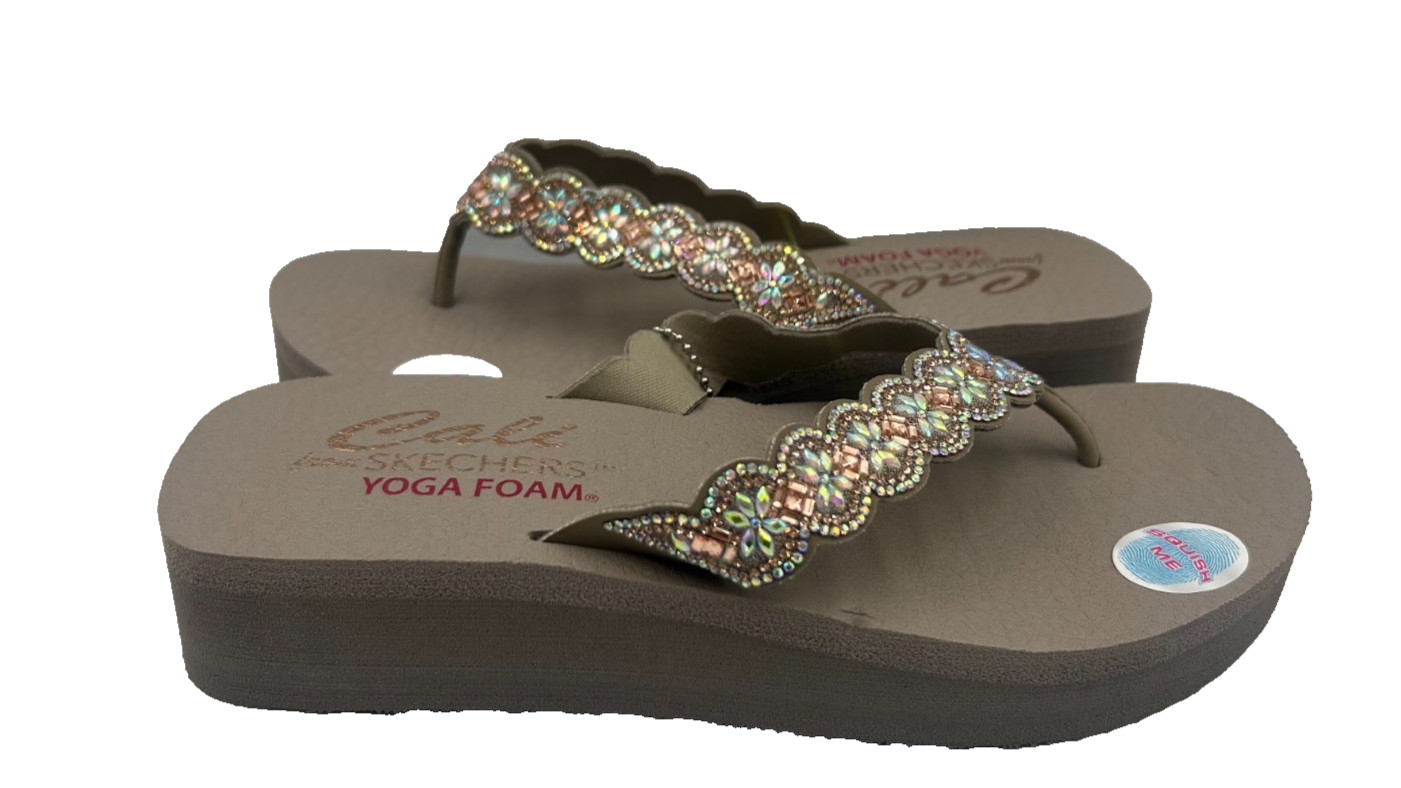 Skechers Women’s Vinyasa Happy Spring Flip Flop Sandals Taupe/Multi Size:9 122E
