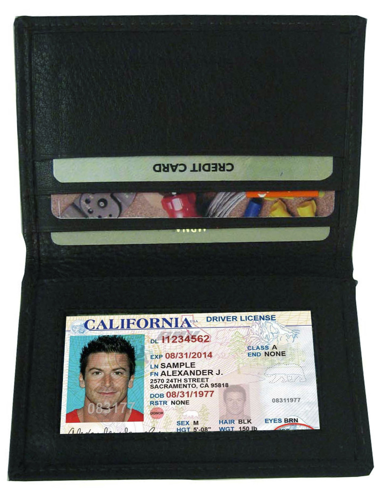 Black Genuine Leather Men’s Bifold Wallet Thin Credit Card ID Holder