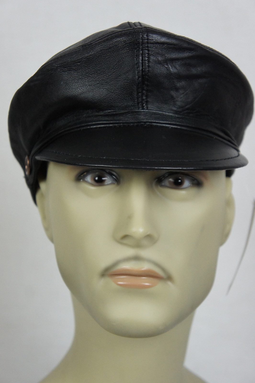 NEW Black 100% LEATHER Mens Gatsby Cap Newsboy Ivy Hat Golf Driving Flat Cabbie