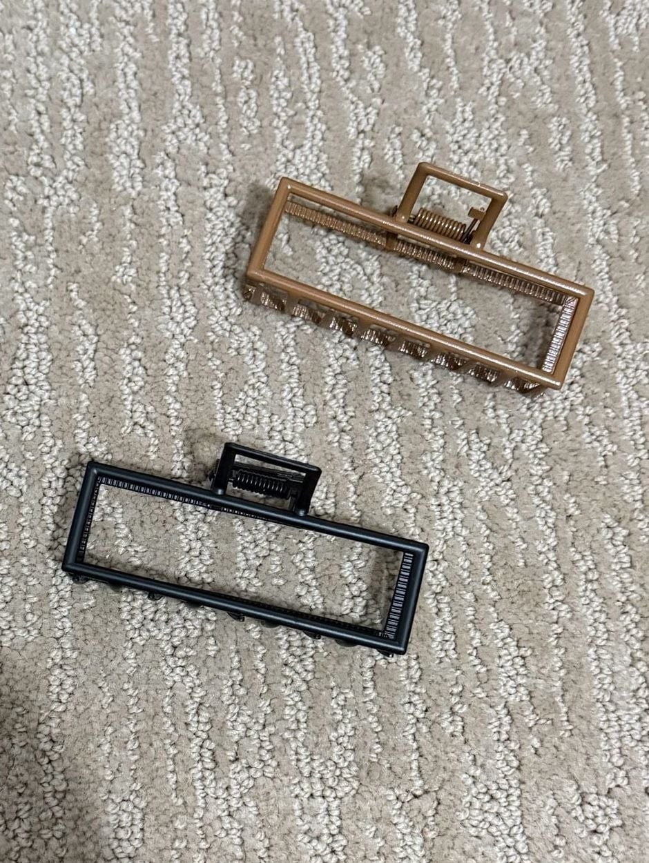 Hair Clips 1PCS Rectangular Metal Hair Claw Clips Black and Bronze