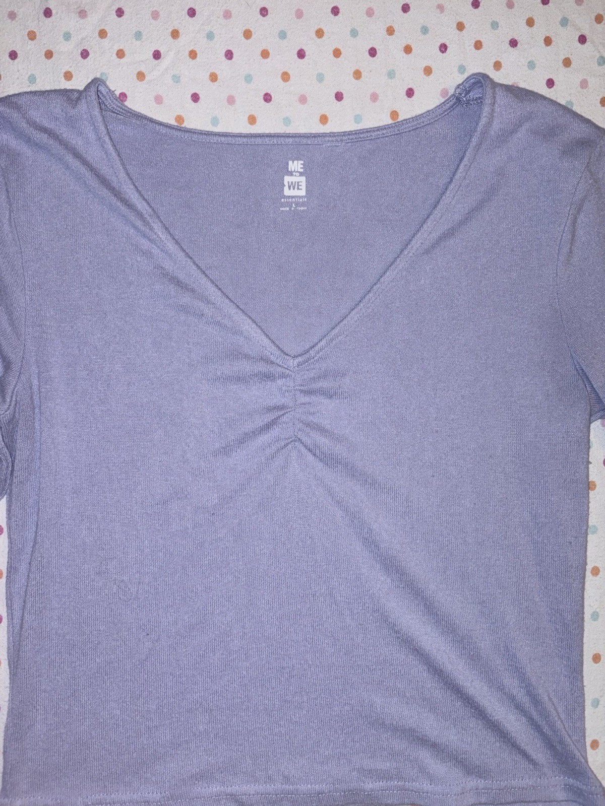ME to WE Essentials Lavender Ruched V-Neck Long Sleeve Crop Top Women’s Large