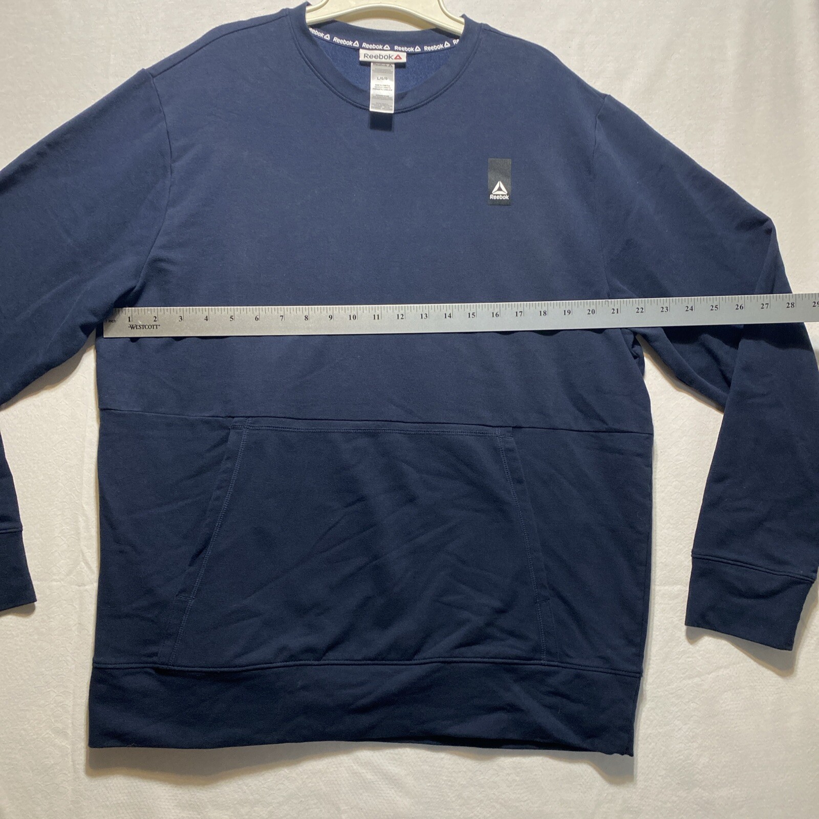 Men’s Reebok Long Sleeve Sweatshirt Blue Large Cotton/Polyester/Spandex Blend
