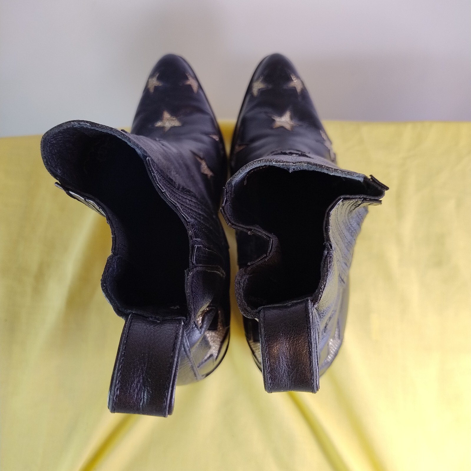 Official Mexicana Chelsea Boots Heeled Black Gold Stars SIZE 43