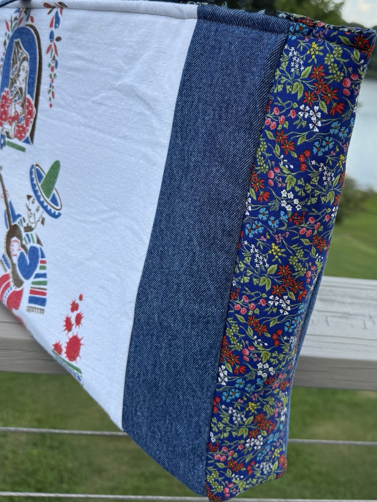 Up cycled Vintage tea towel Market Tote Bag