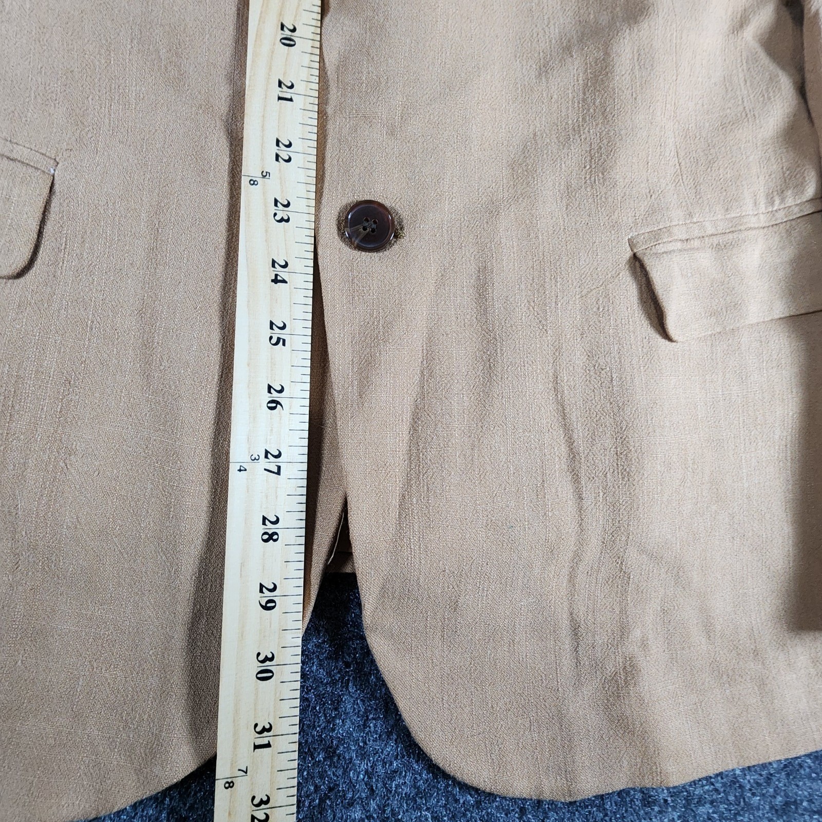 Linen Cotton Sport Coat Blazer Jacket Mens 3XL 48R Brown Double Vented Modern