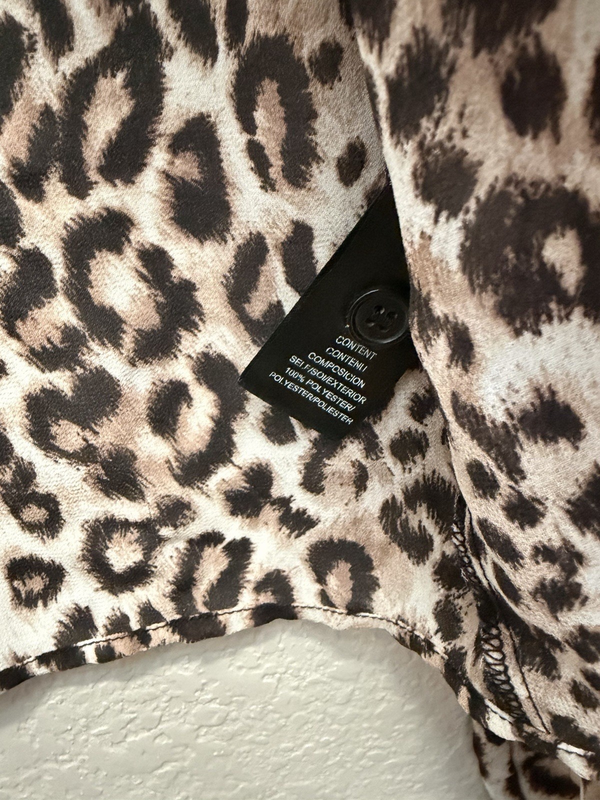 WAYF Animal Print Collared Long Sleeve Blouse Top